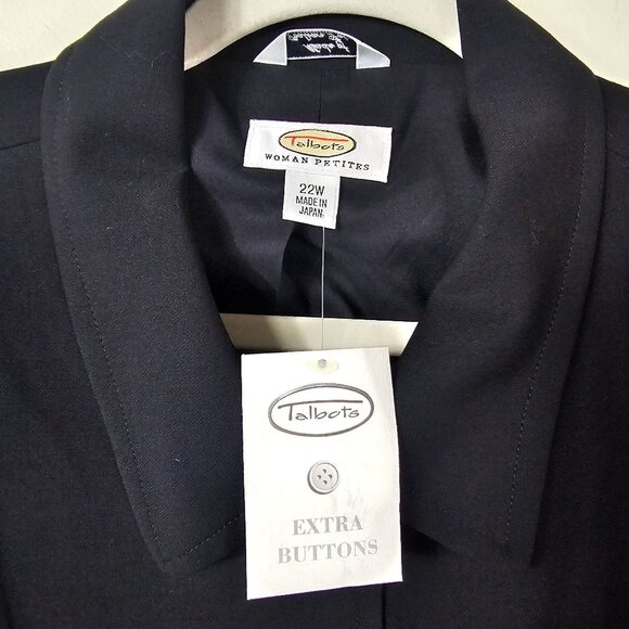 Talbots Wool Stretch Blazer 22WP Black 4 Button Lined Cropped Quiet Luxury NWT - Picture 6 of 11
